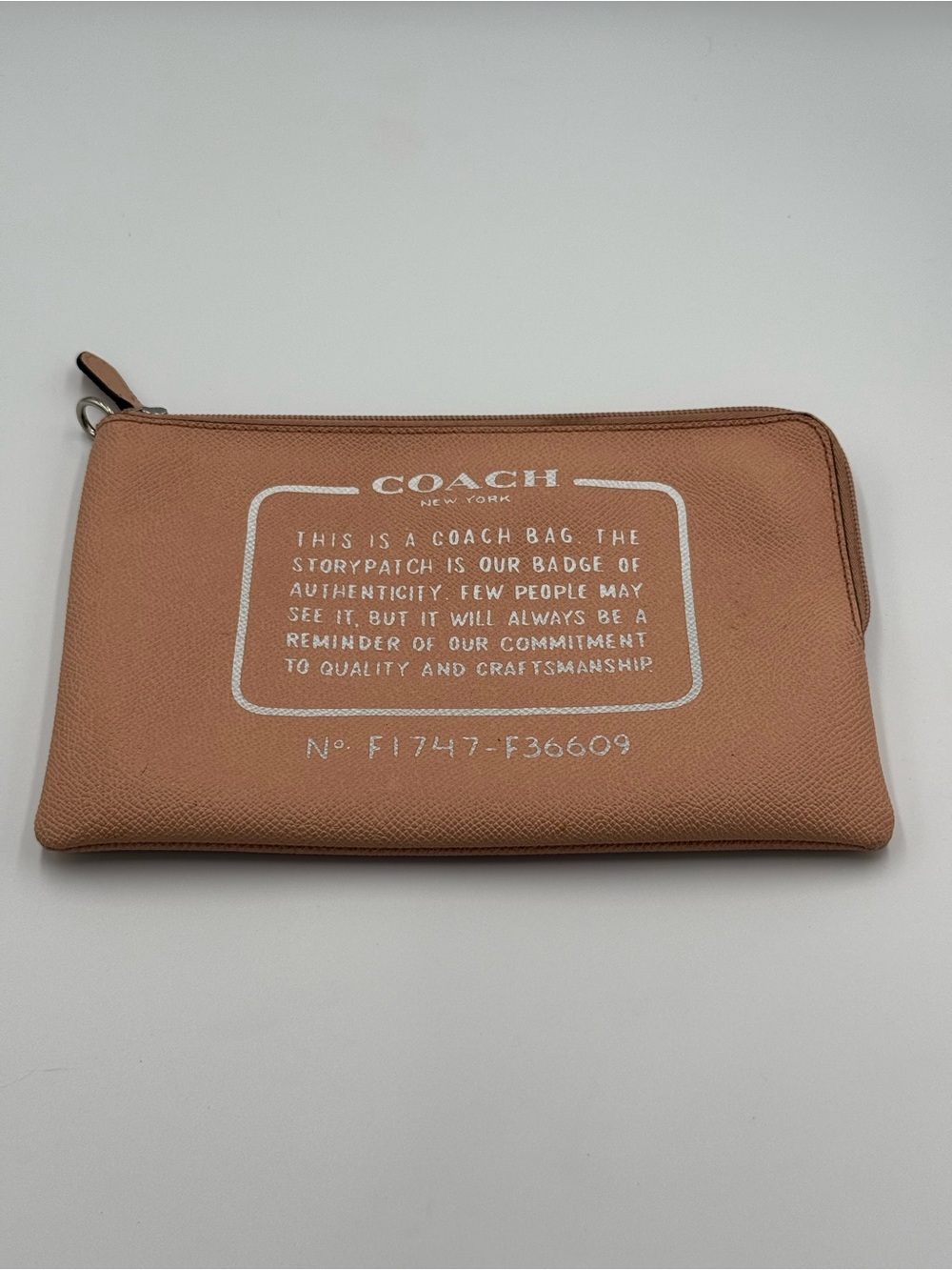 Coach Tan Leather Logo Zip Pouch